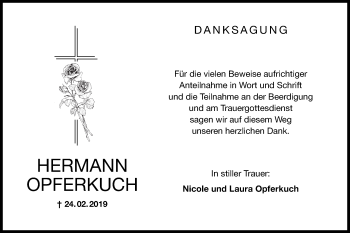 Traueranzeige von Hermann Opferkuch von Schwäbische Post
