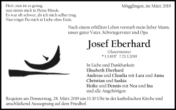 Traueranzeige von Josef Eberhard von Gmünder Tagespost