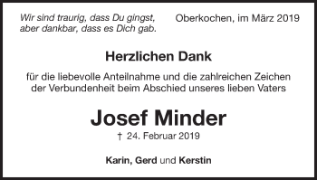 Traueranzeige von Josef Minder von Amtsblatt_Oko
