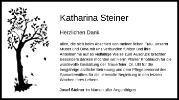 Traueranzeige von Katharina Steiner von Schwäbische Post