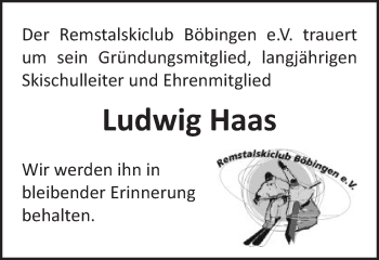 Traueranzeige von Ludwig Haas von Gmünder Tagespost