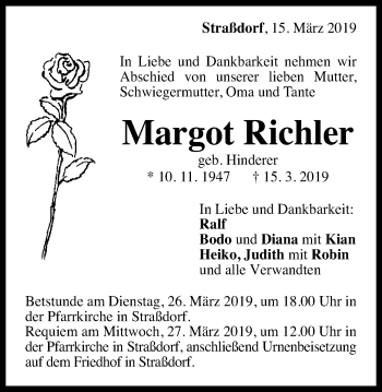 Traueranzeige von Margot Richler von Gmünder Tagespost