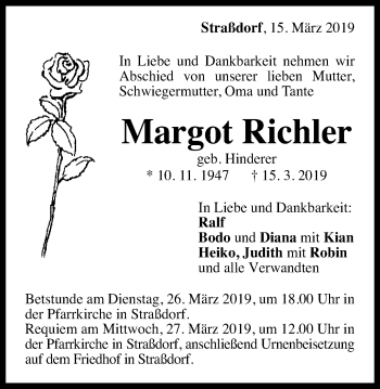 Traueranzeige von Margot Richler