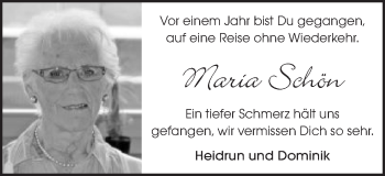 Traueranzeige von Maria Schön von Schwäbische Post