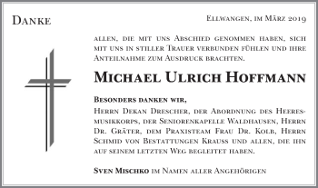 Traueranzeige von Michael Ulrich Hoffmann von Schwäbische Post