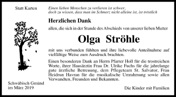 Traueranzeige von Olga Ströhle