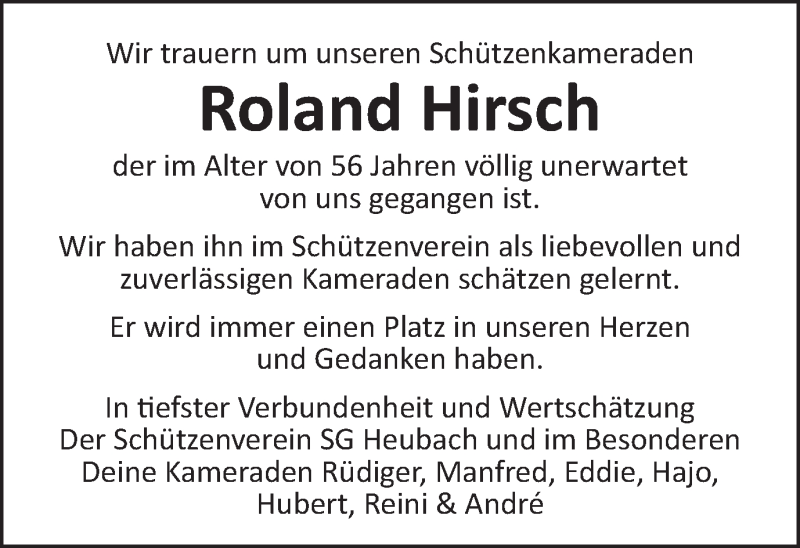  Traueranzeige für Roland Hirsch vom 05.03.2019 aus Gmünder Tagespost