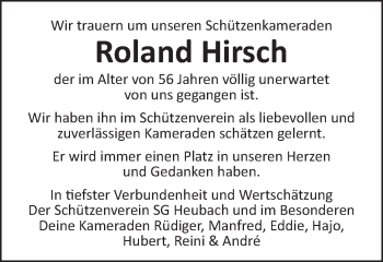 Traueranzeige von Roland Hirsch von Gmünder Tagespost