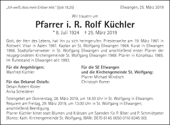 Traueranzeige von Rolf Küchler