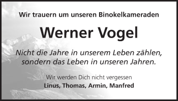 Traueranzeige von Werner Vogel von Schwäbische Post