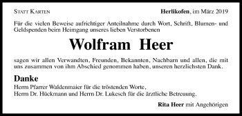 Traueranzeige von Wolfram Heer von Gmünder Tagespost