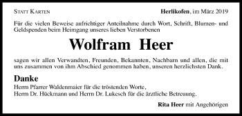 Traueranzeige von Wolfram Heer