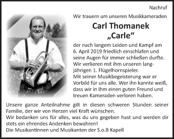 Traueranzeige von Carl Thomanek von Gmünder Tagespost