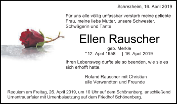 Traueranzeige von Ellen Rauscher