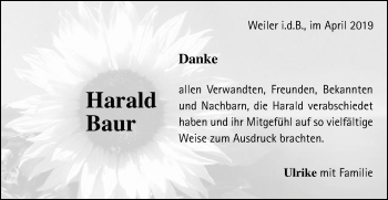 Traueranzeige von Harald Baur