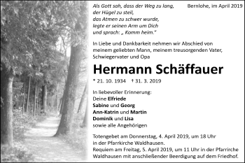 Traueranzeige von Hermann Schäffauer von Schwäbische Post