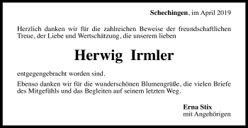 Traueranzeige von Herwig Irmler von Gmünder Tagespost