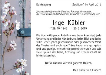 Traueranzeige von Inge Kübler von Gmünder Tagespost