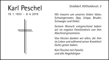 Traueranzeige von Karl Peschel von Gmünder Tagespost