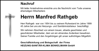 Traueranzeige von Manfred Rathgeb von Schwäbische Post