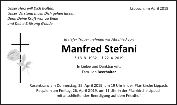 Traueranzeige von Manfred Stefani von Schwäbische Post