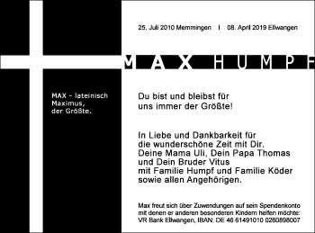 Traueranzeige von Max Humpf von Schwäbische Post