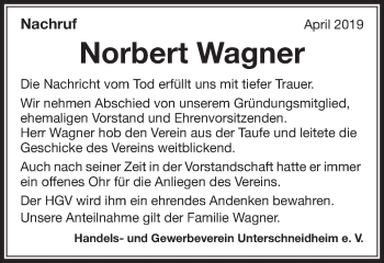Traueranzeige von Norbert Wagner von Schwäbische Post
