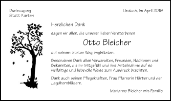 Traueranzeige von Otto Bleicher von Gmünder Tagespost