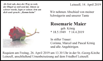 Traueranzeige von Rosemarie Maier von Gmünder Tagespost