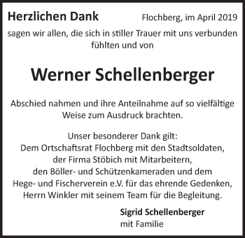 Traueranzeige von Werner Schellenberger von Bopfinger Stadtanzeiger