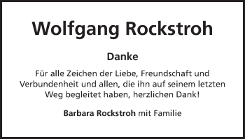 Traueranzeige von Wolfgang Rockstroh von Schwäbische Post