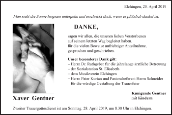 Traueranzeige von Xaver Gentner von Schwäbische Post