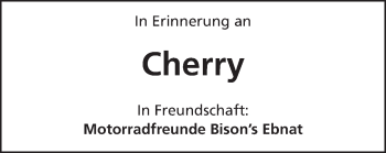 Traueranzeige von Cherry  von Schwäbische Post