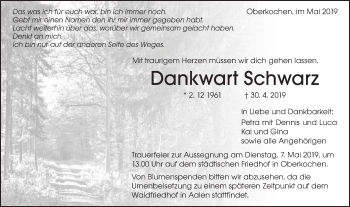 Traueranzeige von Dankwart Schwarz von Schwäbische Post