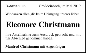 Traueranzeige von Eleonore Christmann von Gmünder Tagespost