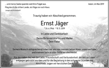 Traueranzeige von Ernst Jäger von Schwäbische Post