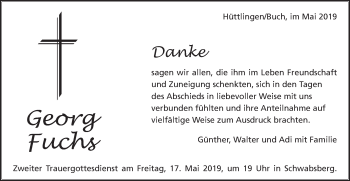 Traueranzeige von Georg Fuchs von Schwäbische Post