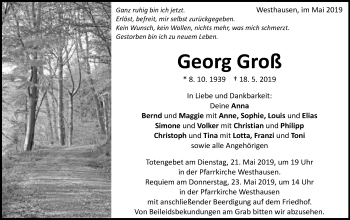 Traueranzeige von Georg Groß von Schwäbische Post