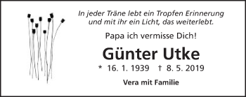 Traueranzeige von Günter Utke von Schwäbische Post