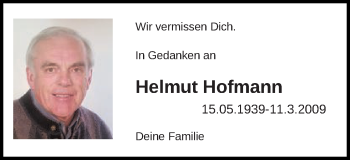 Traueranzeige von Helmut Hofmann von Gmünder Tagespost