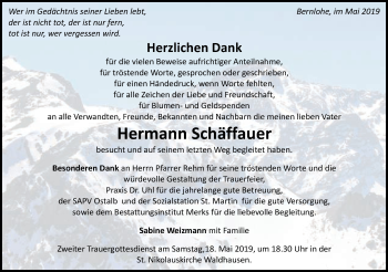 Traueranzeige von Hermann Schäffauer von Schwäbische Post