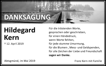 Traueranzeige von Hildegard Kern von Kocher-Lein-Bote