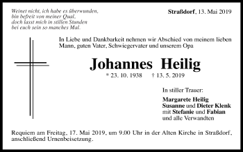 Traueranzeige von Johannes Heilig von Gmünder Tagespost
