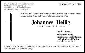 Traueranzeige von Johannes Heilig