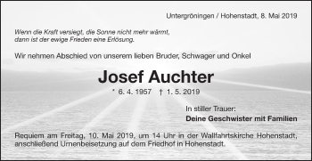 Traueranzeige von Josef Auchter von Schwäbische Post