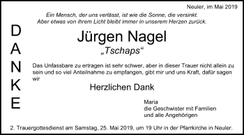 Traueranzeige von Jürgen Nagel von Schwäbische Post