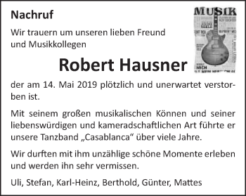 Traueranzeige von Robert Hausner von Schwäbische Post