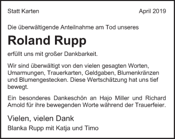 Traueranzeige von Roland Rupp von Gmünder Tagespost