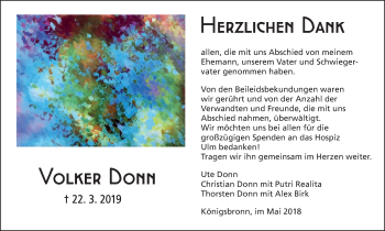 Traueranzeige von Volker Donn von Amtsblatt_Oko