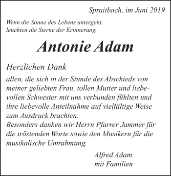 Traueranzeige von Antonie Adam von Gmünder Tagespost